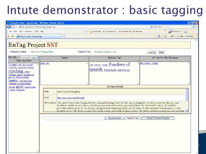 Intute demonstrator : basic tagging 