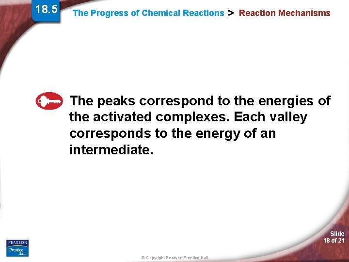 18. 5 The Progress of Chemical Reactions > Reaction Mechanisms The peaks correspond to