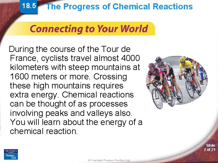 18. 5 The Progress of Chemical Reactions During the course of the Tour de
