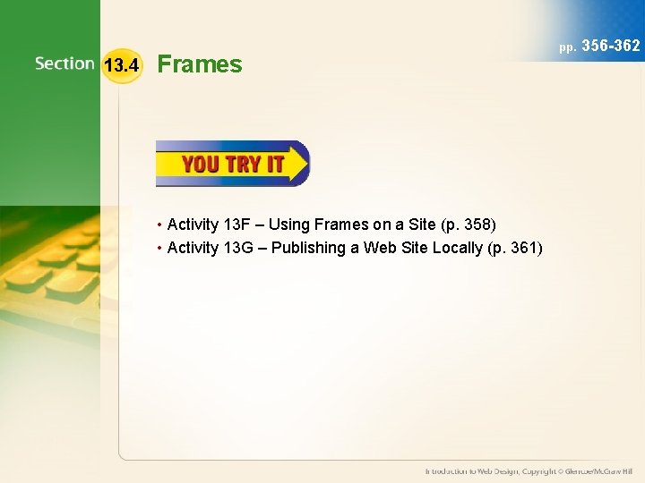 13. 4 Frames • Activity 13 F – Using Frames on a Site (p.
