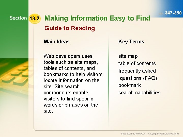 13. 2 Making Information Easy to Find pp. Guide to Reading Main Ideas Key