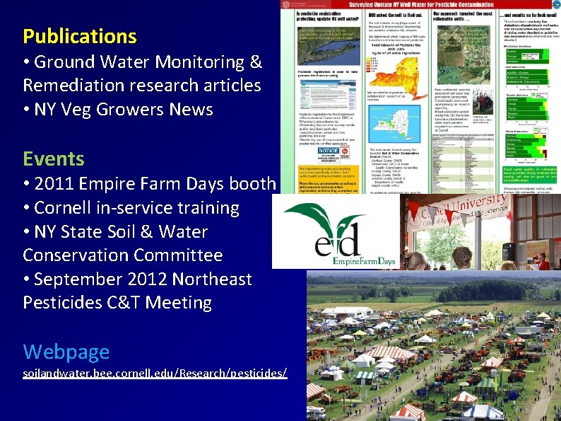 Publications • Ground Water Monitoring & Remediation research articles • NY Veg Growers News