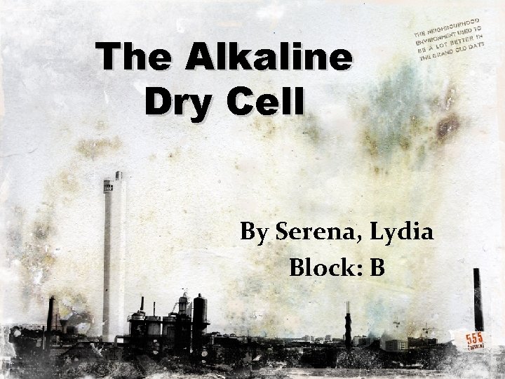 The Alkaline Dry Cell By Serena, Lydia Block: B 