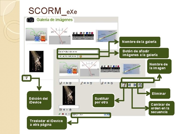 SCORM_e. Xe Nombre de la galería Botón de añadir imágenes a la galería Nombre