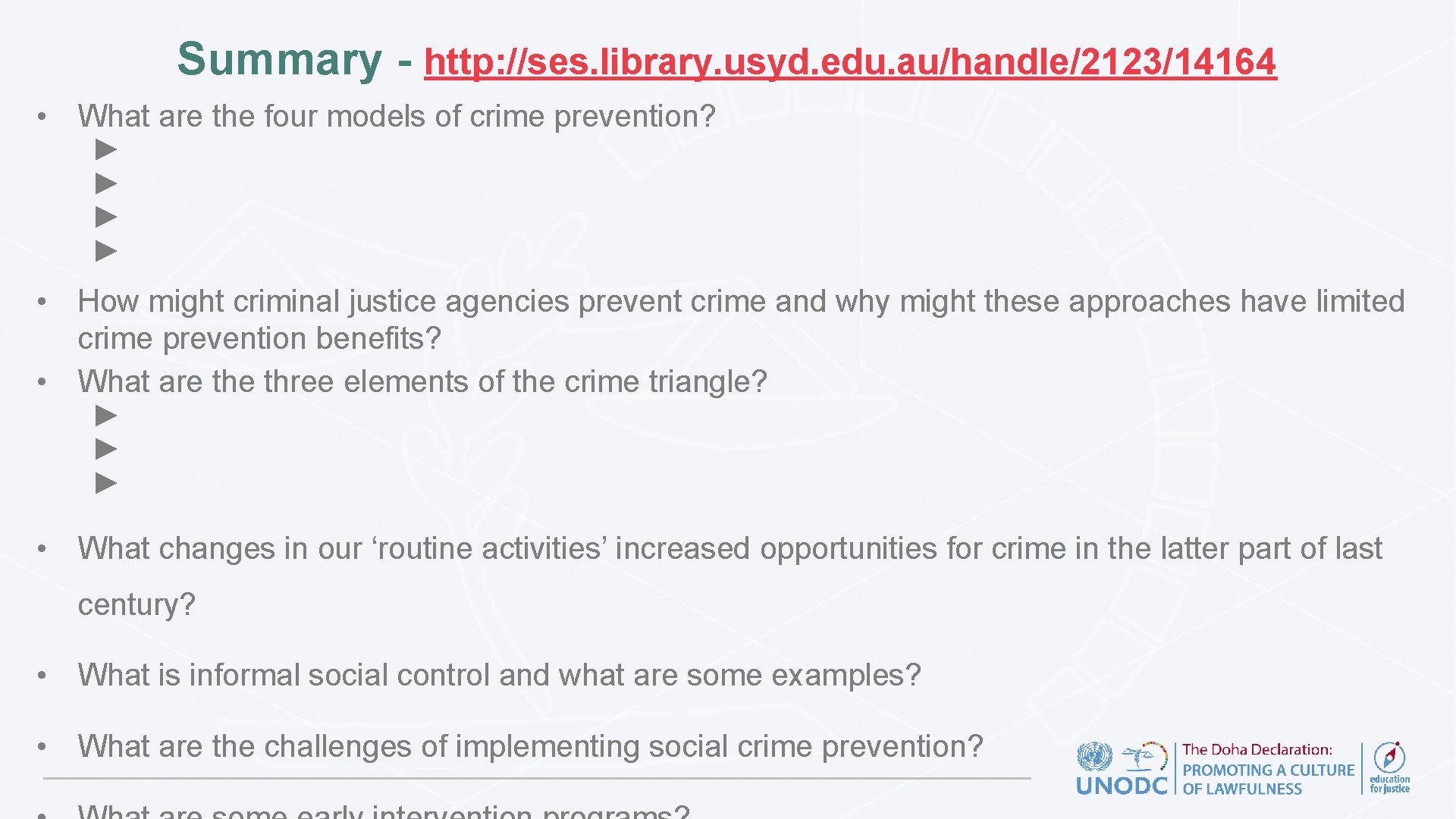 Summary - http: //ses. library. usyd. edu. au/handle/2123/14164 • What are the four models