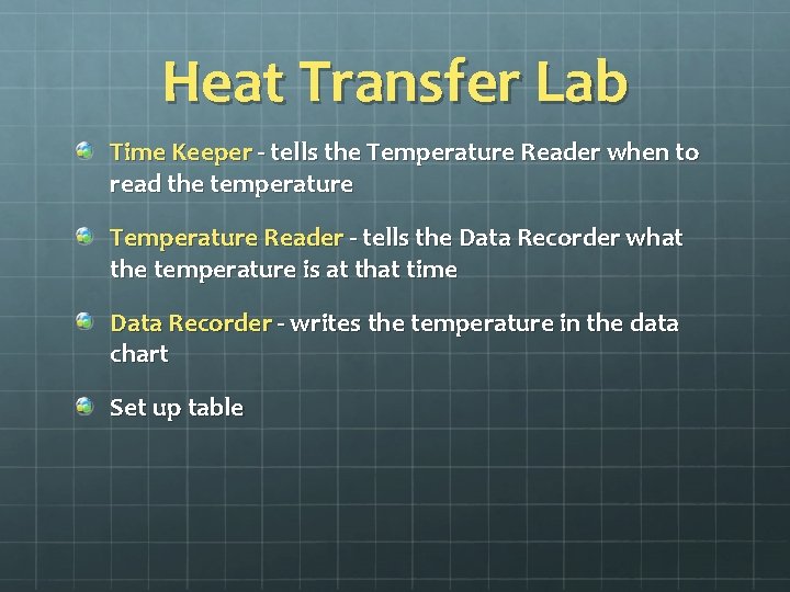 Heat Transfer Lab Time Keeper - tells the Temperature Reader when to read the