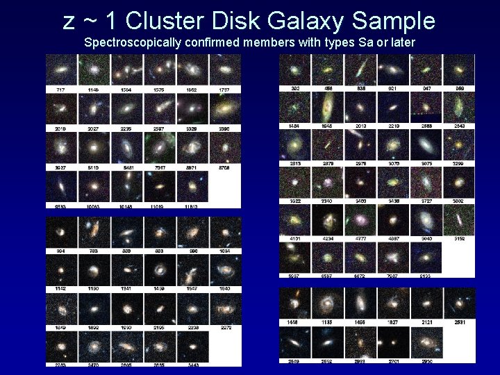 z ~ 1 Cluster Disk Galaxy Sample Spectroscopically confirmed members with types Sa or