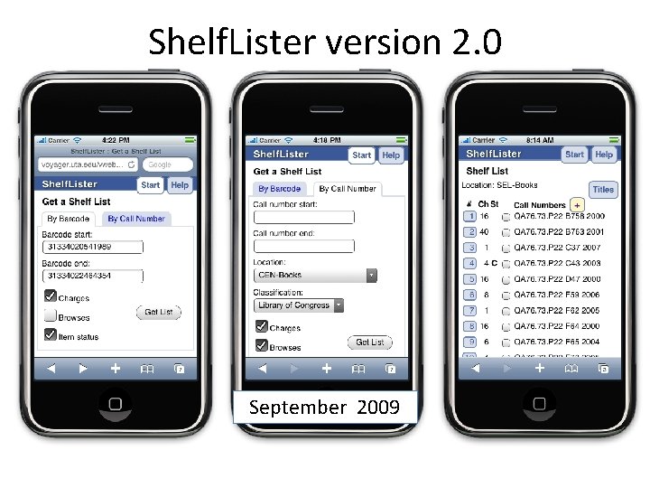 Shelf. Lister version 2. 0 September 2009 