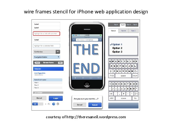 wire frames stencil for i. Phone web application design THE END courtesy of http: