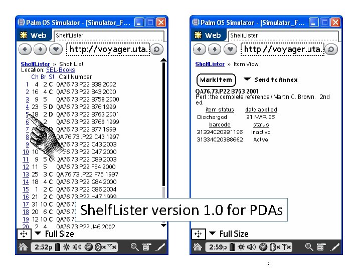 Shelf. Lister version 1. 0 for PDAs 2 