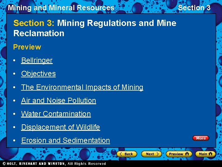 Mining and Mineral Resources Section 3: Mining Regulations and Mine Reclamation Preview • Bellringer