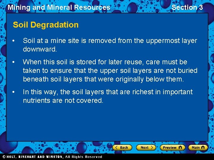 Mining and Mineral Resources Section 3 Soil Degradation • Soil at a mine site