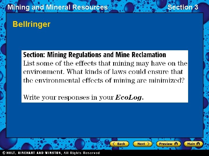 Mining and Mineral Resources Bellringer Section 3 