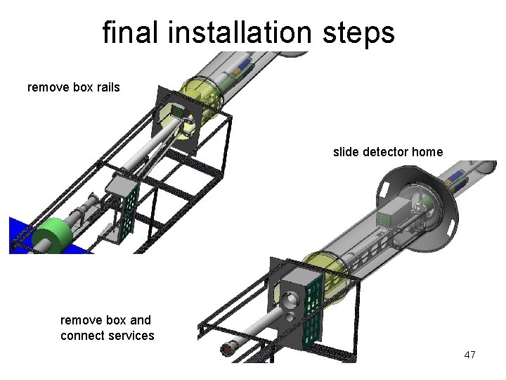 final installation steps remove box rails slide detector home remove box and connect services