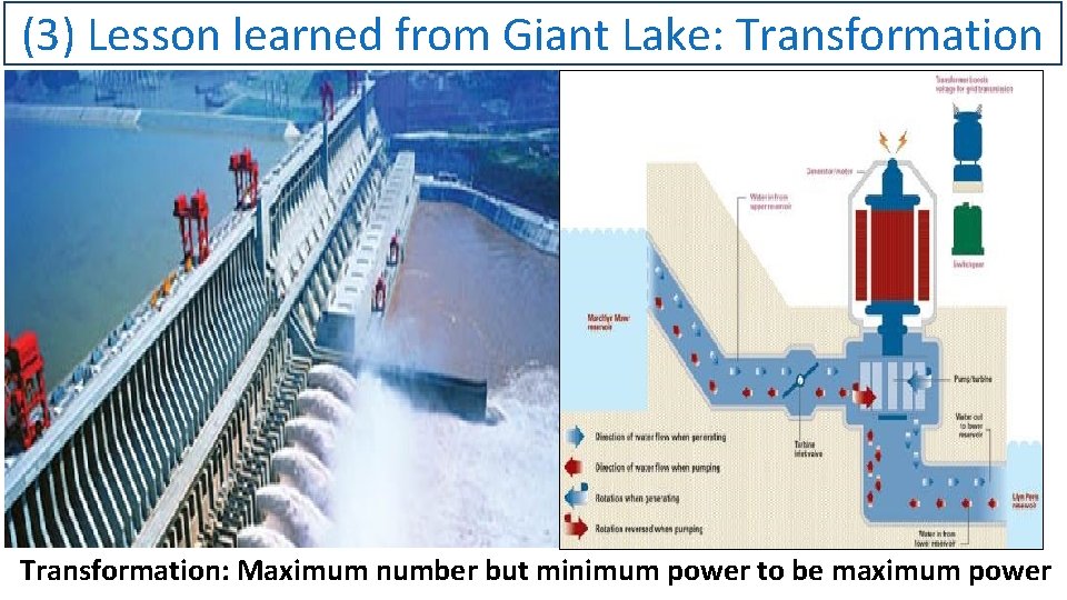 (3) Lesson learned from Giant Lake: Transformation: Maximum number but minimum power to be