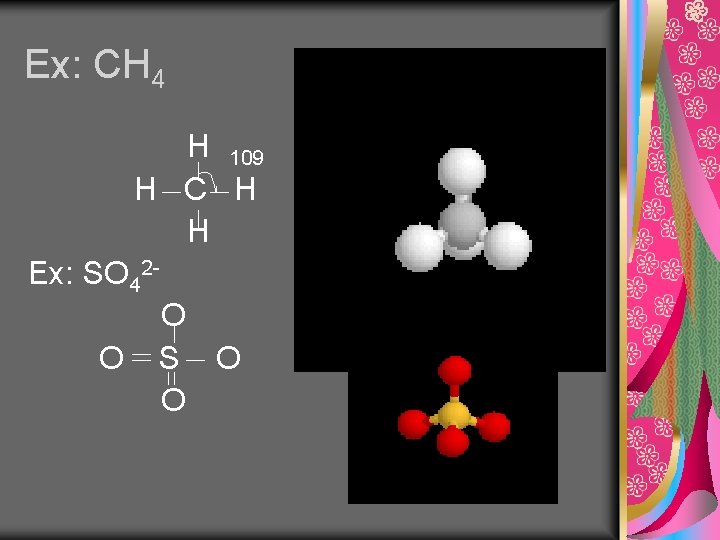 Ex: CH 4 H 109 H C H H Ex: SO 42 O O