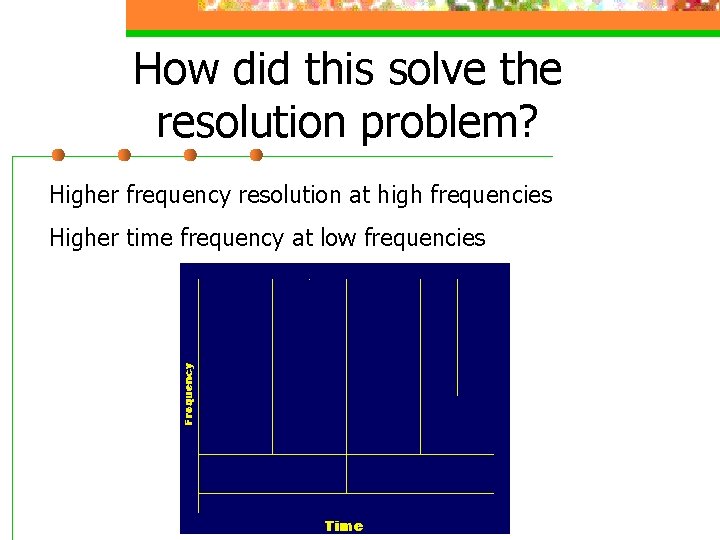 How did this solve the resolution problem? Higher frequency resolution at high frequencies Higher