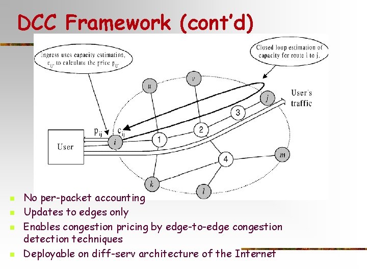 DCC Framework (cont’d) n n No per-packet accounting Updates to edges only Enables congestion