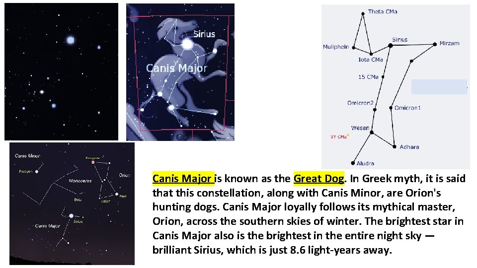 Canis Major is known as the Great Dog. In Greek myth, it is said