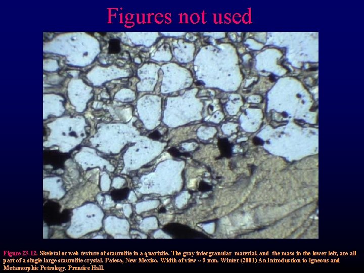 Figures not used Figure 23 -12. Skeletal or web texture of staurolite in a