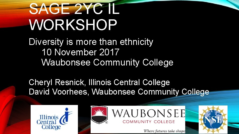 SAGE 2 YC IL WORKSHOP Diversity is more than ethnicity 10 November 2017 Waubonsee SAGE 2 YC IL WORKSHOP Diversity is more than ethnicity 10 November 2017 Waubonsee