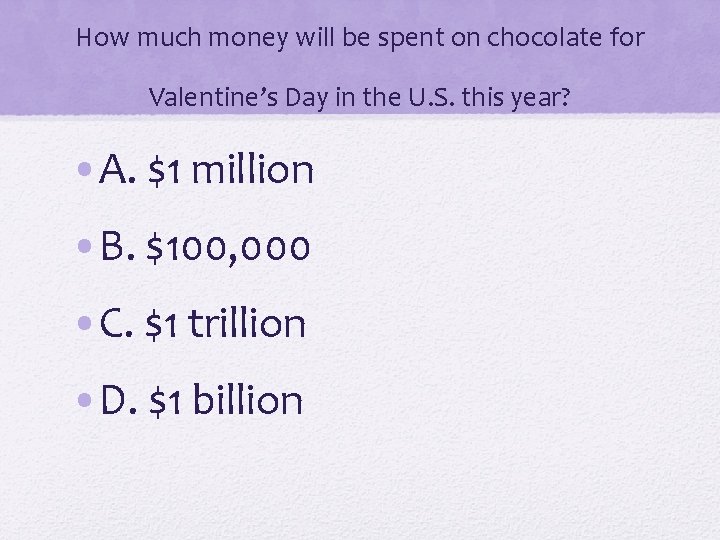 How much money will be spent on chocolate for Valentine’s Day in the U.