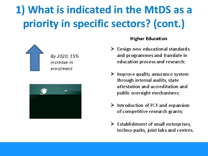 1) What is indicated in the Mt. DS as a priority in specific sectors?