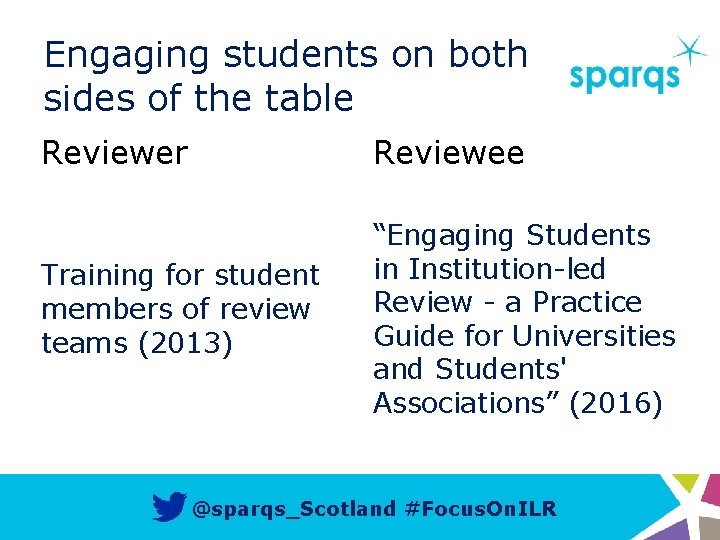 Engaging students on both sides of the table Reviewer Reviewee Training for student members