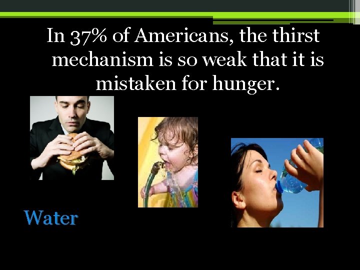 In 37% of Americans, the thirst mechanism is so weak that it is mistaken