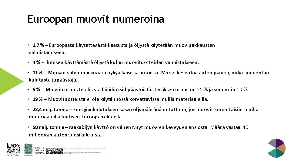 Euroopan muovit numeroina • 1, 7 % – Euroopassa käytettävästä kaasusta ja öljystä käytetään