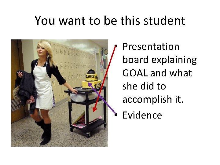 You want to be this student • Presentation board explaining GOAL and what she
