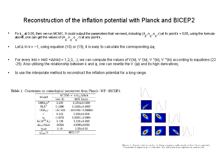 Reconstruction of the inflation potential with Planck and BICEP 2 • Fix k at