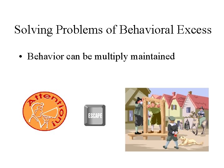 Solving Problems of Behavioral Excess • Behavior can be multiply maintained 