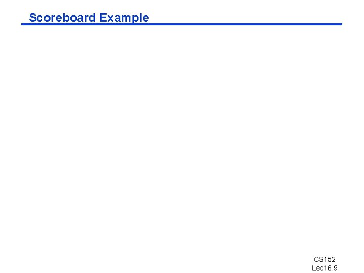 Scoreboard Example CS 152 Lec 16. 9 