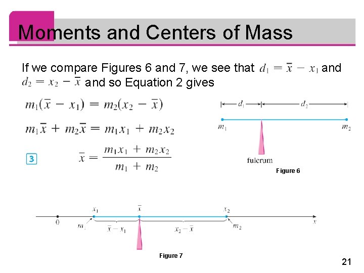 Moments and Centers of Mass If we compare Figures 6 and 7, we see