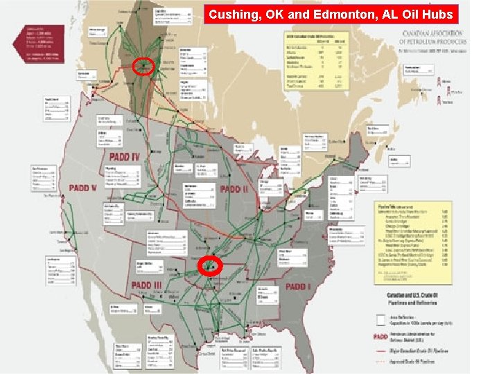 Cushing, OK and Edmonton, AL Oil Hubs 