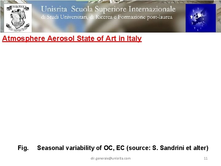 Atmosphere Aerosol State of Art in Italy Fig. Seasonal variability of OC, EC (source: