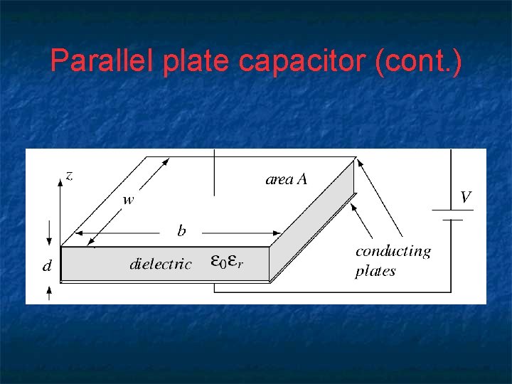 Parallel plate capacitor (cont. ) 
