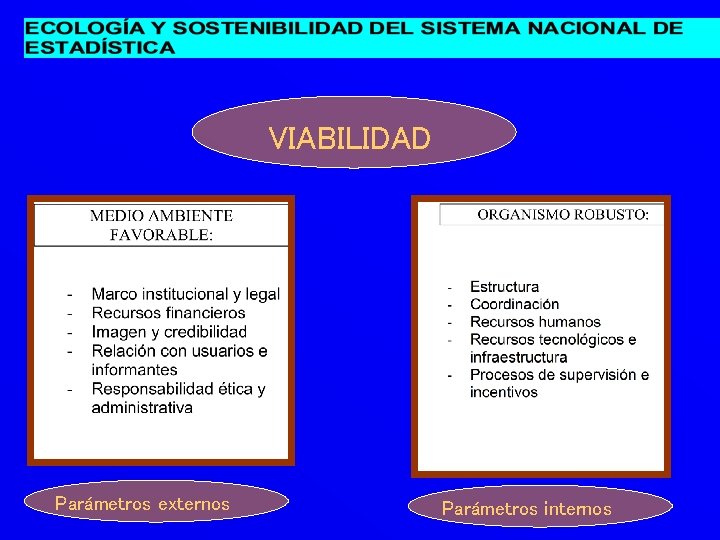 VIABILIDAD Parámetros externos Parámetros internos 