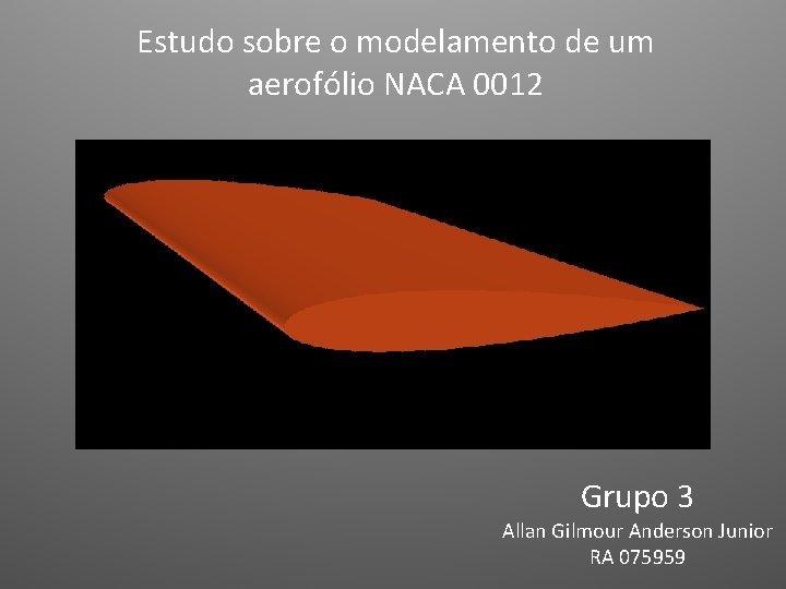 Estudo sobre o modelamento de um aerofólio NACA 0012 Grupo 3 Allan Gilmour Anderson