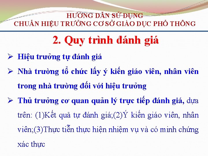 HƯỚNG DẪN SỬ DỤNG CHUẨN HIỆU TRƯỞNG CƠ SỞ GIÁO DỤC PHỔ THÔNG 2.