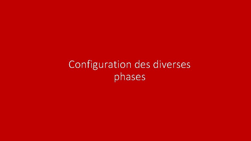 Configuration des diverses phases 