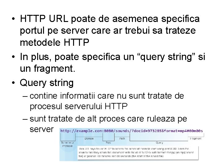  • HTTP URL poate de asemenea specifica portul pe server care ar trebui