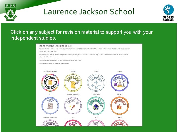 Click on any subject for revision material to support you with your independent studies.