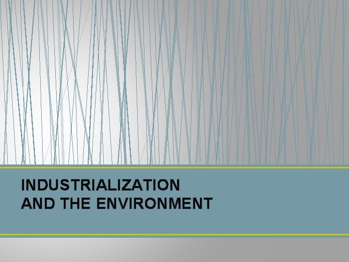 INDUSTRIALIZATION AND THE ENVIRONMENT 