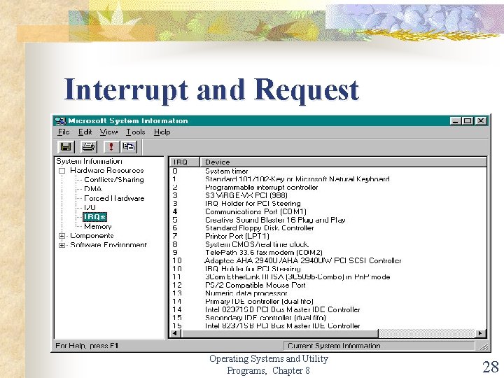 Interrupt and Request Operating Systems and Utility Programs, Chapter 8 28 