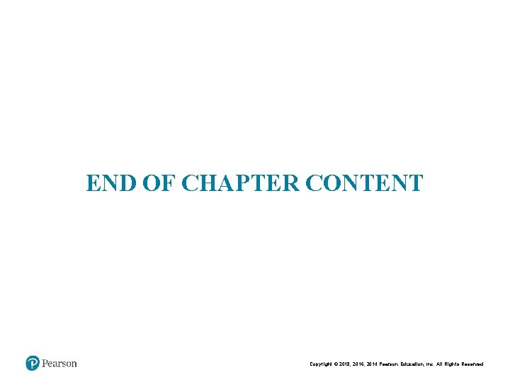 END OF CHAPTER CONTENT Copyright © 2018, 2016, 2014 Pearson Education, Inc. All Rights