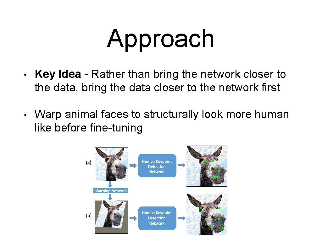 Approach • Key Idea - Rather than bring the network closer to the data,