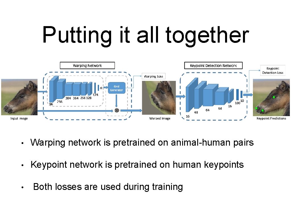 Putting it all together • Warping network is pretrained on animal-human pairs • Keypoint