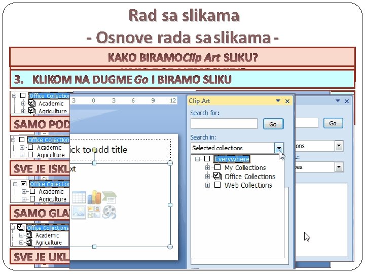 Rad sa slikama - Osnove rada sa slikama KAKO BIRAMOClip Art SLIKU? KAKO DODAJEMOSLIKU?